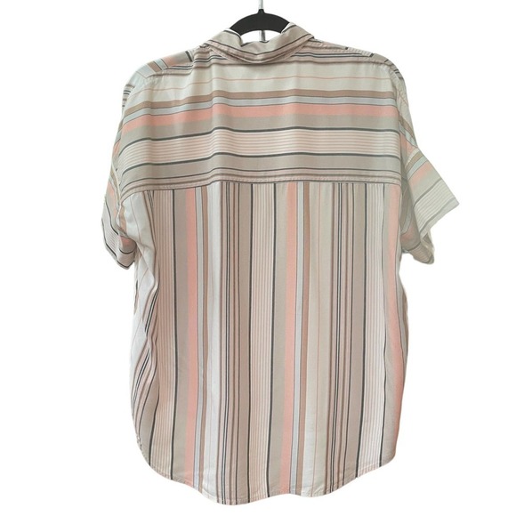 Madewell Courier Aldwin Striped Short Sleeve Oversized Button Up Top -Size Small - Picture 3 of 14